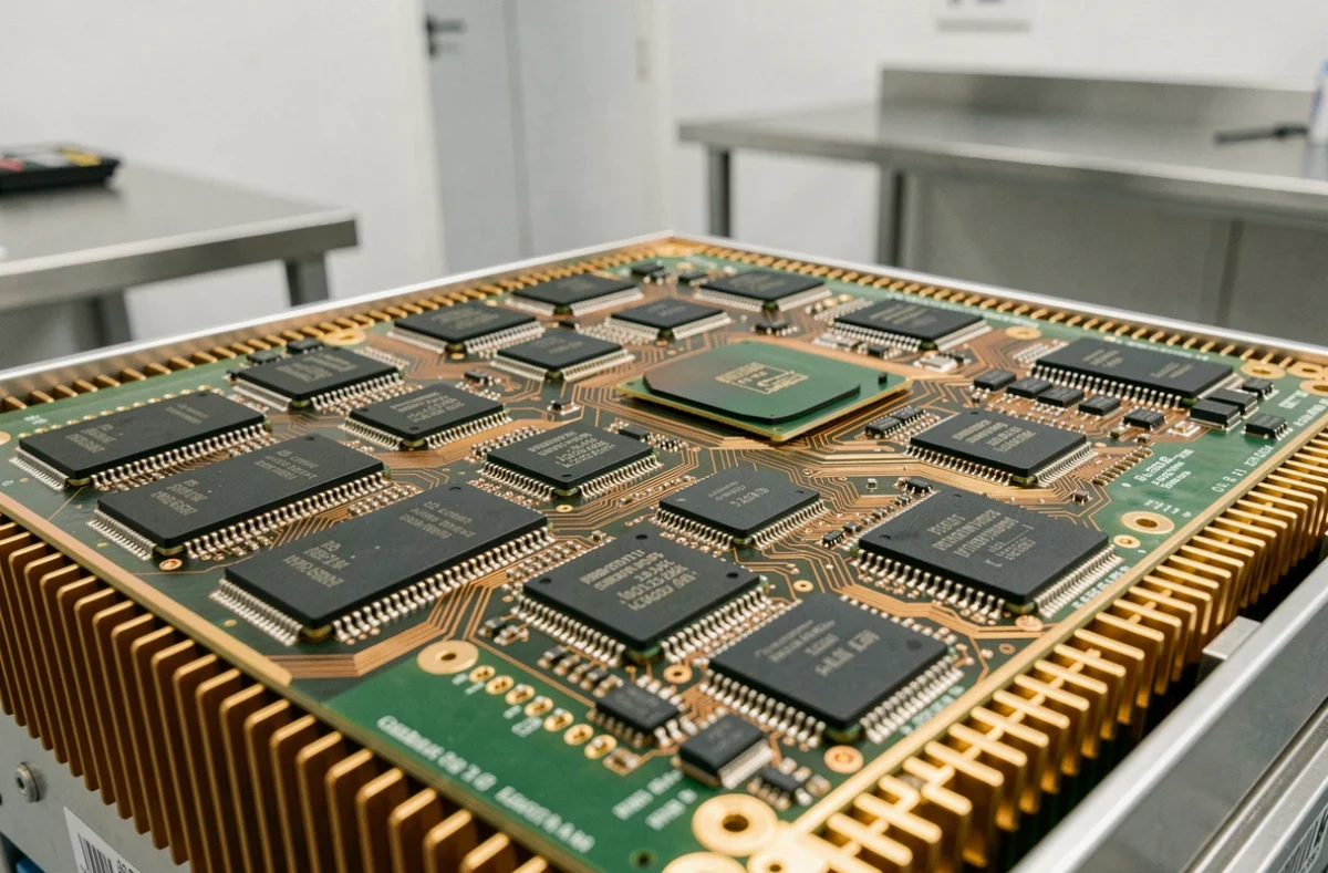 Gros plan sur les processeurs et circuits imprimés d'un superordinateur haute performance